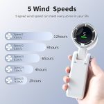 Portable Handheld Turbo Fan, 5 Gear Wind, Battery Operated, Up to 12 Working Hours, Hand Fan with Air Turbo Tech - Image 3