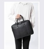 Premium Black Leather Laptop Bag – Professional Business Briefcase for Men - Image 2