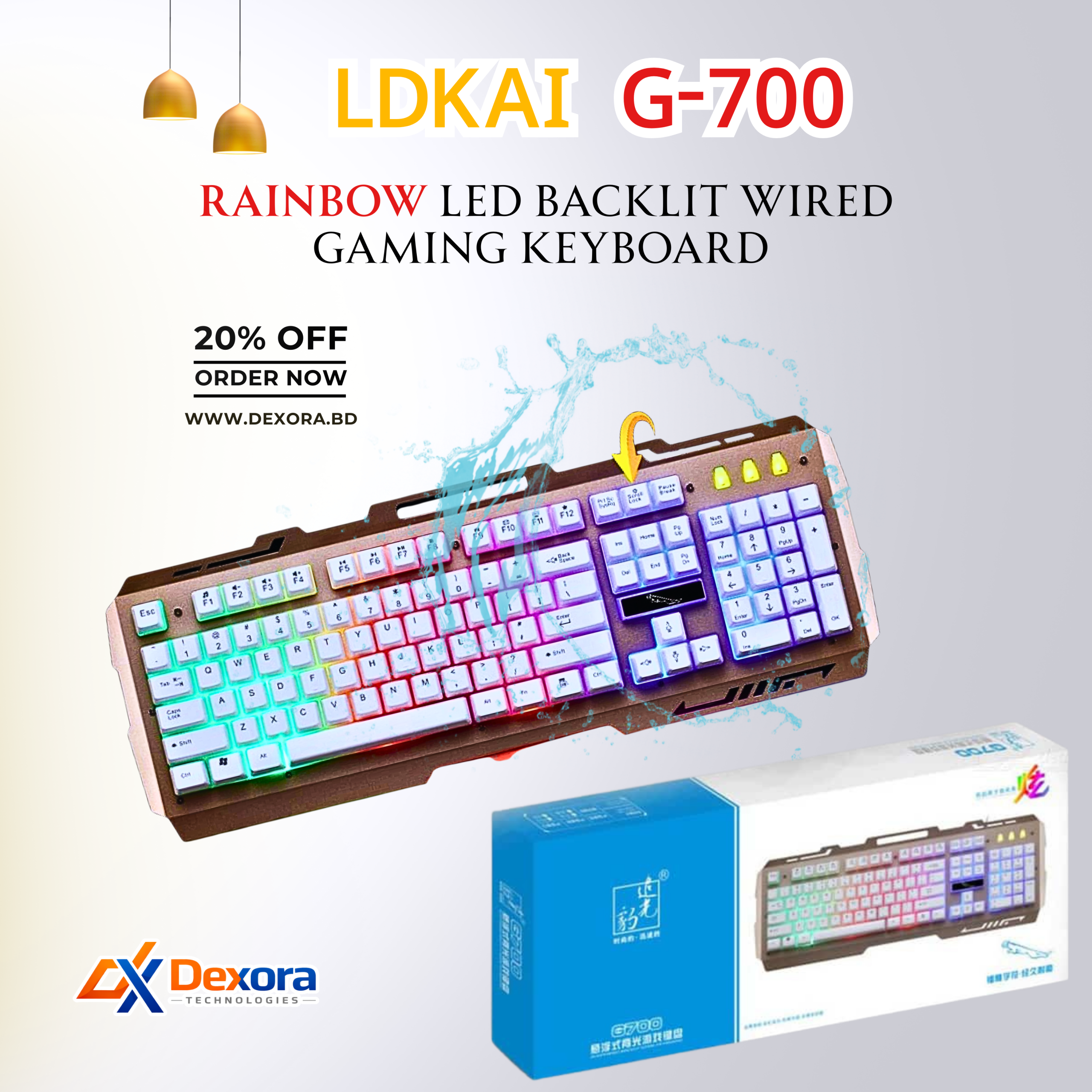 k-1 G700 RGB Gaming Mechanical Keyboard – Wired LED Backlit, Full-Size, Durable - Image 1